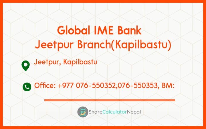 Global IME Bank (GBIME) - Jeetpur Branch(Kapilbastu)
