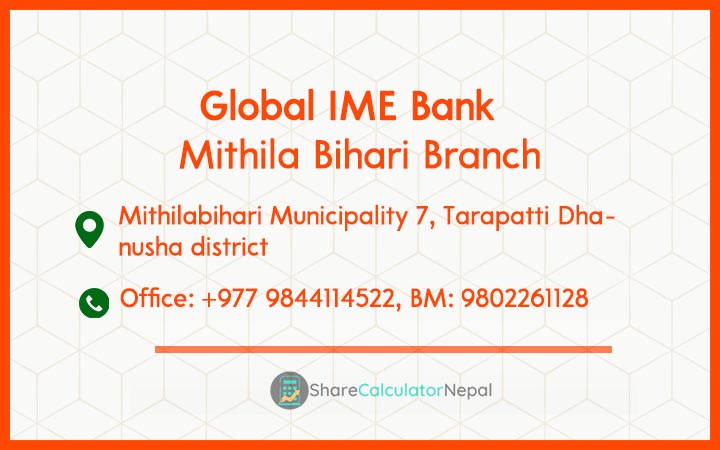 Global IME Bank (GBIME) - Mithila Bihari Branch