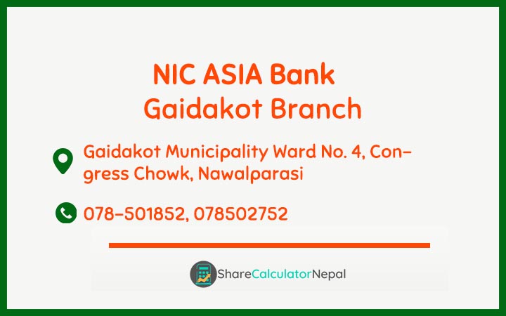 NIC Asia Bank Limited (NICA) - Gaidakot  Branch