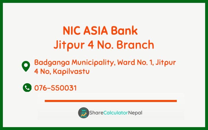 NIC Asia Bank Limited (NICA) - Jitpur 4 No.  Branch